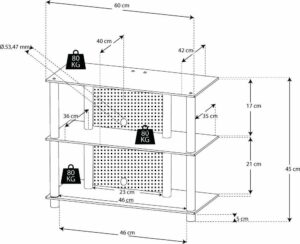 TV meubel kast Sindas zwart glas