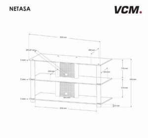 TV meubel TV kast Netasa zilver helder glas