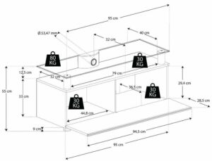 VCM Premium TV meubel TV kast Clano