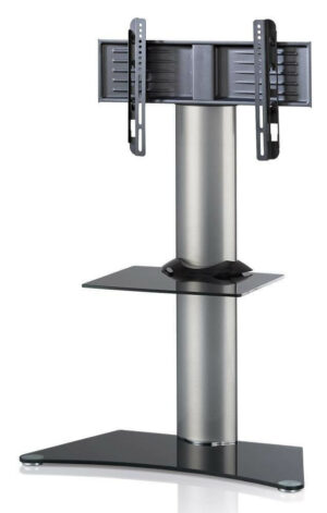 TV standaard Findal draaibaar zilver zwartglas